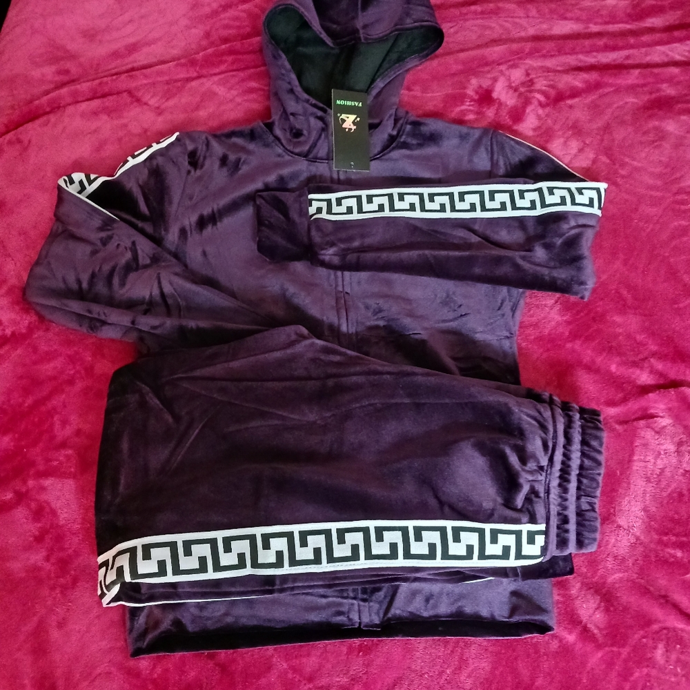 2 Piece Athletic Lined Sweatsuit Hoodie/Joggers Warm Fall/Winter Size L-XL